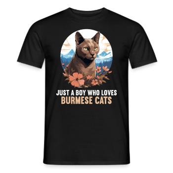Chat birman Birmanie Katze - T-shirt homme - noir - Devant - AI Model Male 178 light (178cm)