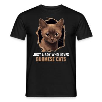 Chat birman Birmanie Katze - T-shirt homme - noir - Devant - AI Model Male 178 light (178cm)