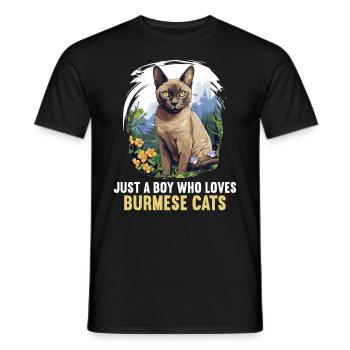 Chat birman Birmanie Katze - T-shirt homme - noir - Devant - AI Model Male 178 light (178cm)