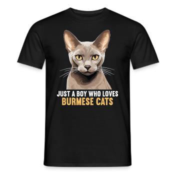 Chat birman Birmanie Katze - T-shirt homme - noir - Devant - AI Model Male 178 light (178cm)