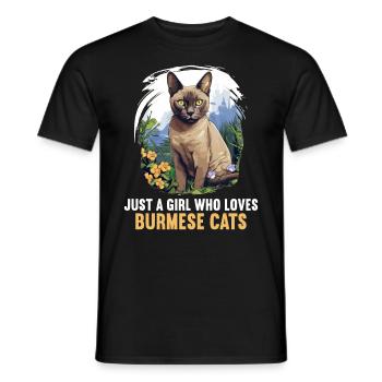Burmese Cat Burma Katze - Men's T-Shirt - black - Front - AI Model Male 178 light (178cm)