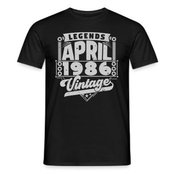 Cadeau Vintage Anniversaire avril 1986, avril 1986 - T-shirt homme - noir - Devant - AI Model Male 178 light (178cm)