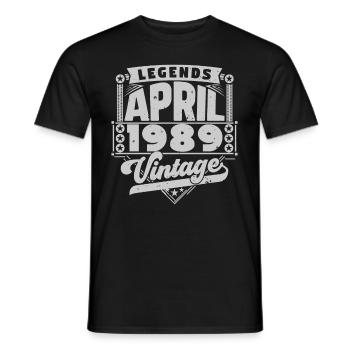 Jahrgangsgeschenk Jubiläum April 1989, April 1989 - Männer T-Shirt - Schwarz - Vorne - AI Model Male 178 light (178cm)