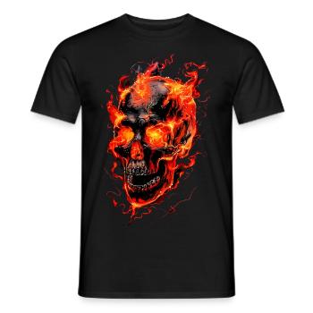 Crâne Flammes Crâne Feu Squelette Motard - T-shirt homme - noir - Devant - AI Model Male 178 light (178cm)
