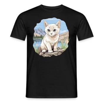 Burmilla Chaton Burmilla Chat - T-shirt homme - noir - Devant - AI Model Male 178 light (178cm)