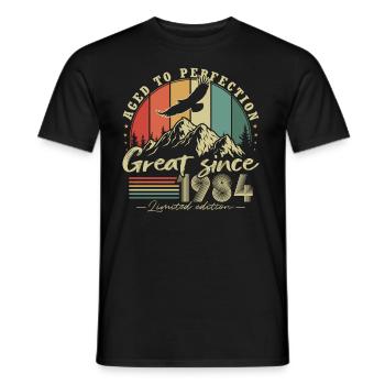 Great Since 1984 Vintage Birthday Gift - Men's T-Shirt - black - Front - AI Model Male 178 light (178cm)