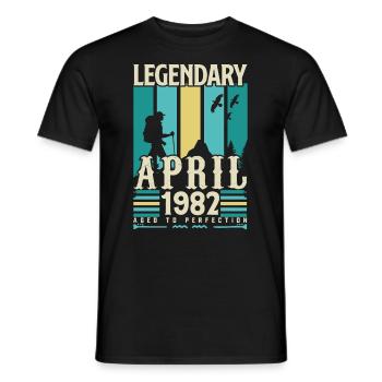 April 1982 Anniversary Gift, Vintage April 1982 - Men's T-Shirt - black - Front - AI Model Male 178 light (178cm)