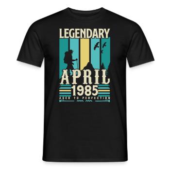 April 1985 Anniversary Gift, Vintage April 1985 - Men's T-Shirt - black - Front - AI Model Male 178 light (178cm)