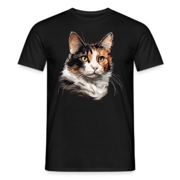 Chat calicot Chat porte-bonheur - T-shirt homme - noir - Devant - AI Model Male 178 light (178cm)