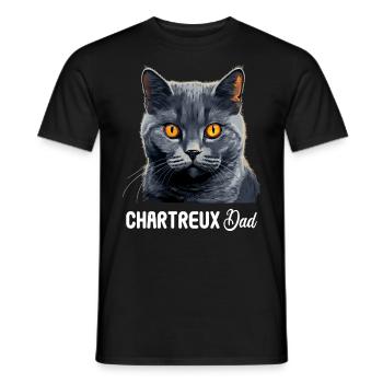 Chartreux Cat Carthusian Cat - Men's T-Shirt - black - Front - AI Model Male 178 light (178cm)