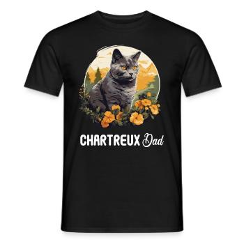 Chartreux Cat Carthusian Cat - Men's T-Shirt - black - Front - AI Model Male 178 light (178cm)