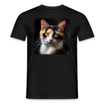 Chat calicot Chat porte-bonheur - T-shirt homme - noir - Devant - AI Model Male 178 light (178cm)