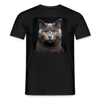 Chartreux Cat Carthusian Cat - Men's T-Shirt - black - Front - AI Model Male 178 light (178cm)