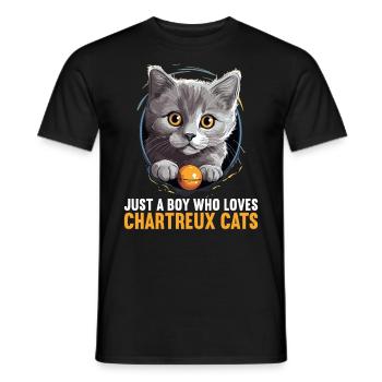 Chartreux Cat Carthusian Cat - Men's T-Shirt - black - Front - AI Model Male 178 light (178cm)