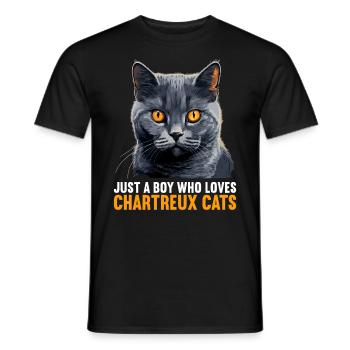 Chartreux Cat Carthusian Cat - Men's T-Shirt - black - Front - AI Model Male 178 light (178cm)