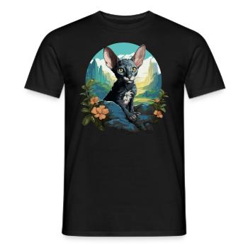 Cornish Rex Kätzchen Cornish Rex Katze - Männer T-Shirt - Schwarz - Vorne - AI Model Male 178 light (178cm)