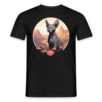 Cornish Rex Kätzchen Cornish Rex Katze - Männer T-Shirt - Schwarz - Vorne - AI Model Male 178 light (178cm)