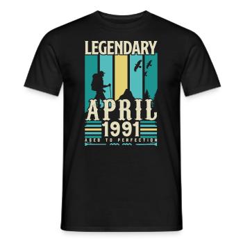 April 1991 Anniversary Gift, Vintage April 1991 - Men's T-Shirt - black - Front - AI Model Male 178 light (178cm)