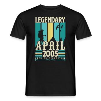 cadeau Anniversaire Avril 2005, Vintage avril 2005 - T-shirt homme - noir - Devant - AI Model Male 178 light (178cm)
