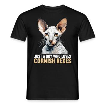 Cornish Rex Kätzchen Cornish Rex Katze - Männer T-Shirt - Schwarz - Vorne - AI Model Male 178 light (178cm)