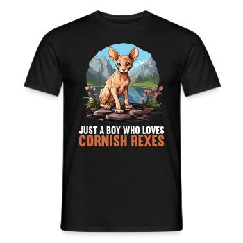 Cornish Rex Kätzchen Cornish Rex Katze - Männer T-Shirt - Schwarz - Vorne - AI Model Male 178 light (178cm)