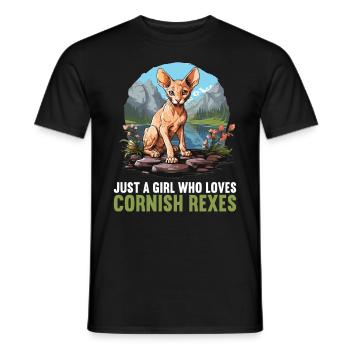 Cornish Rex Kätzchen Cornish Rex Katze - Männer T-Shirt - Schwarz - Vorne - AI Model Male 178 light (178cm)