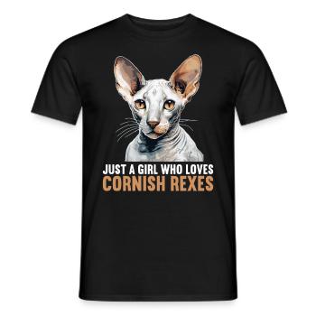 Cornish Rex Kätzchen Cornish Rex Katze - Männer T-Shirt - Schwarz - Vorne - AI Model Male 178 light (178cm)
