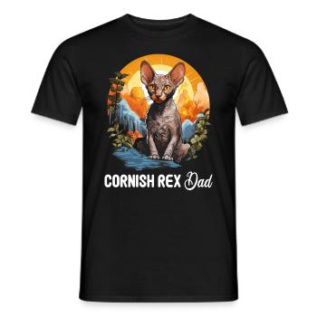 Cornish Rex Kätzchen Cornish Rex Katze - Männer T-Shirt - Schwarz - Vorne - AI Model Male 178 light (178cm)