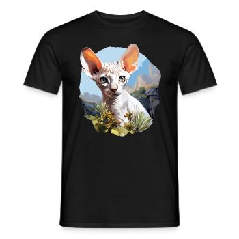 Cornish Rex Kätzchen Cornish Rex Katze - Männer T-Shirt - Schwarz - Vorne - AI Model Male 178 light (178cm)