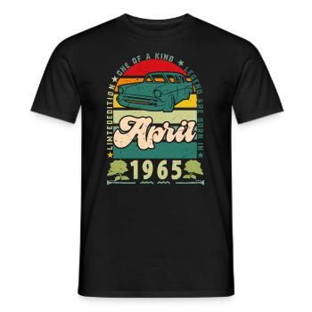 April 1965, April 1965, April 1965. - Men's T-Shirt - black - Front - AI Model Male 178 light (178cm)