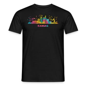 Kansans Skyline Stadtbild Kansas - Männer T-Shirt - Schwarz - Vorne - AI Model Male 178 light (178cm)
