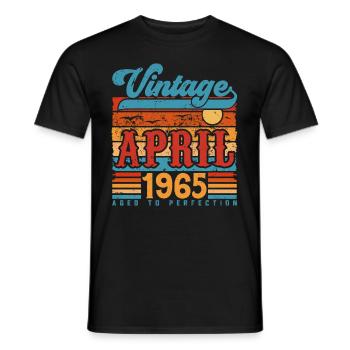April 1965, April 1965 Vintage Jubiläumsgeschenk - Männer T-Shirt - Schwarz - Vorne - AI Model Male 178 light (178cm)