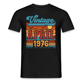 Avril 1976, Cadeau Anniversaire Vintage avril 1976 - T-shirt homme - noir - Devant - AI Model Male 178 light (178cm)