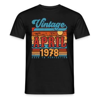 April 1978, April 1978 Vintage Jubiläumsgeschenk - Männer T-Shirt - Schwarz - Vorne - AI Model Male 178 light (178cm)