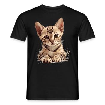 Egyptian Mau Kätzchen Katze Ägyptische Mau - Männer T-Shirt - Schwarz - Vorne - AI Model Male 178 light (178cm)