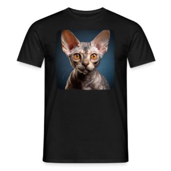 Chaton Devon Rex Chat Devon Rex - T-shirt homme - noir - Devant - AI Model Male 178 light (178cm)
