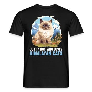 Chat de l’Himalaya Colourpoint Katze - T-shirt homme - noir - Devant - AI Model Male 178 light (178cm)