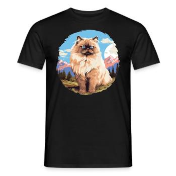 Chat de l’Himalaya Colourpoint Katze - T-shirt homme - noir - Devant - AI Model Male 178 light (178cm)