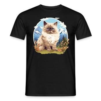 Chat de l’Himalaya Colourpoint Katze - T-shirt homme - noir - Devant - AI Model Male 178 light (178cm)