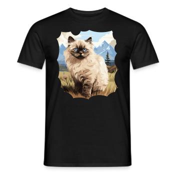 Chat de l’Himalaya Colourpoint Katze - T-shirt homme - noir - Devant - AI Model Male 178 light (178cm)