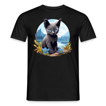 Korat Chaton Korat Chat - T-shirt homme - noir - Devant - AI Model Male 178 light (178cm)