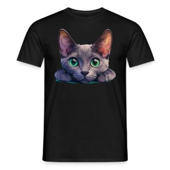Korat Chaton Korat Chat - T-shirt homme - noir - Devant - AI Model Male 178 light (178cm)
