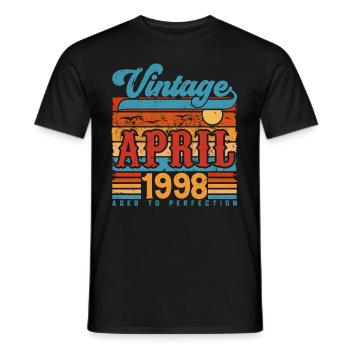 April 1998, April 1998 Vintage Anniversary Gift - Men's T-Shirt - black - Front - AI Model Male 178 light (178cm)