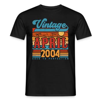 April 2004, April 2004 Vintage Jubiläumsgeschenk - Männer T-Shirt - Schwarz - Vorne - AI Model Male 178 light (178cm)