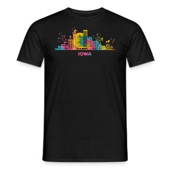 Iowan's Skyline Cityscape Iowa - Men's T-Shirt - black - Front - AI Model Male 178 light (178cm)