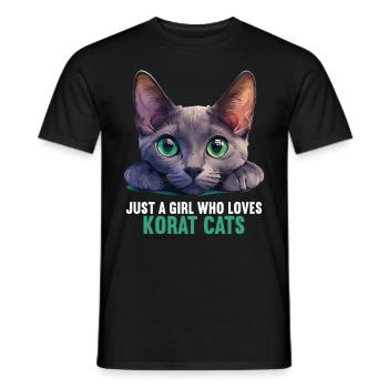 Korat Chaton Korat Chat - T-shirt homme - noir - Devant - AI Model Male 178 light (178cm)