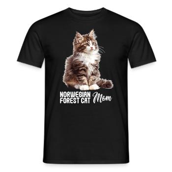 Norwegian Forest Cat Norwegische Waldkatze - Men's T-Shirt - black - Front - AI Model Male 178 light (178cm)