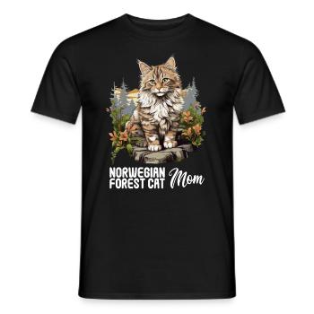 Norwegian Forest Cat Norwegische Waldkatze - Männer T-Shirt - Schwarz - Vorne - AI Model Male 178 light (178cm)