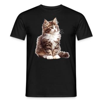 Chat des forêts norvégiennes Norwegische Waldkatze - T-shirt homme - noir - Devant - AI Model Male 178 light (178cm)
