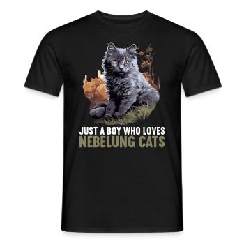 Chaton Nebelung Chat Nebelung - T-shirt homme - noir - Devant - AI Model Male 178 light (178cm)